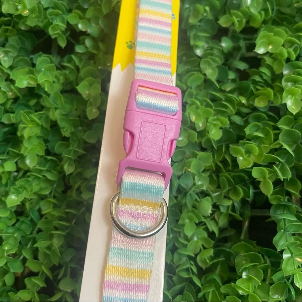 Pastel Stripes Bow Tie & Collar Set Eggcellent Easter Pets Large NEW